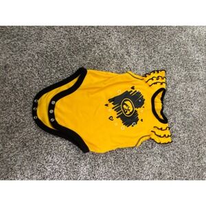 Yellow Baby Bodysuit GEN2 Size 12M Graphic Print Black Trim‎ Ruffle Sleeves